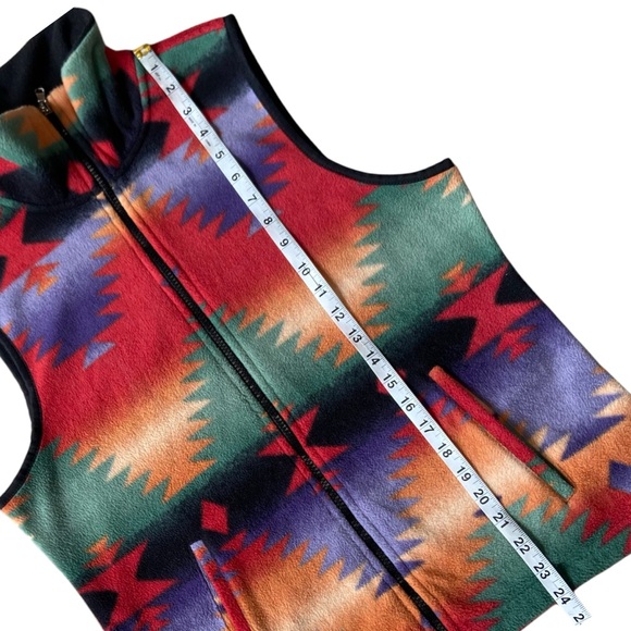 Ralph Lauren Chaps Fleece Southwestern Print Full Zip Vest L - Picture 8 of 10